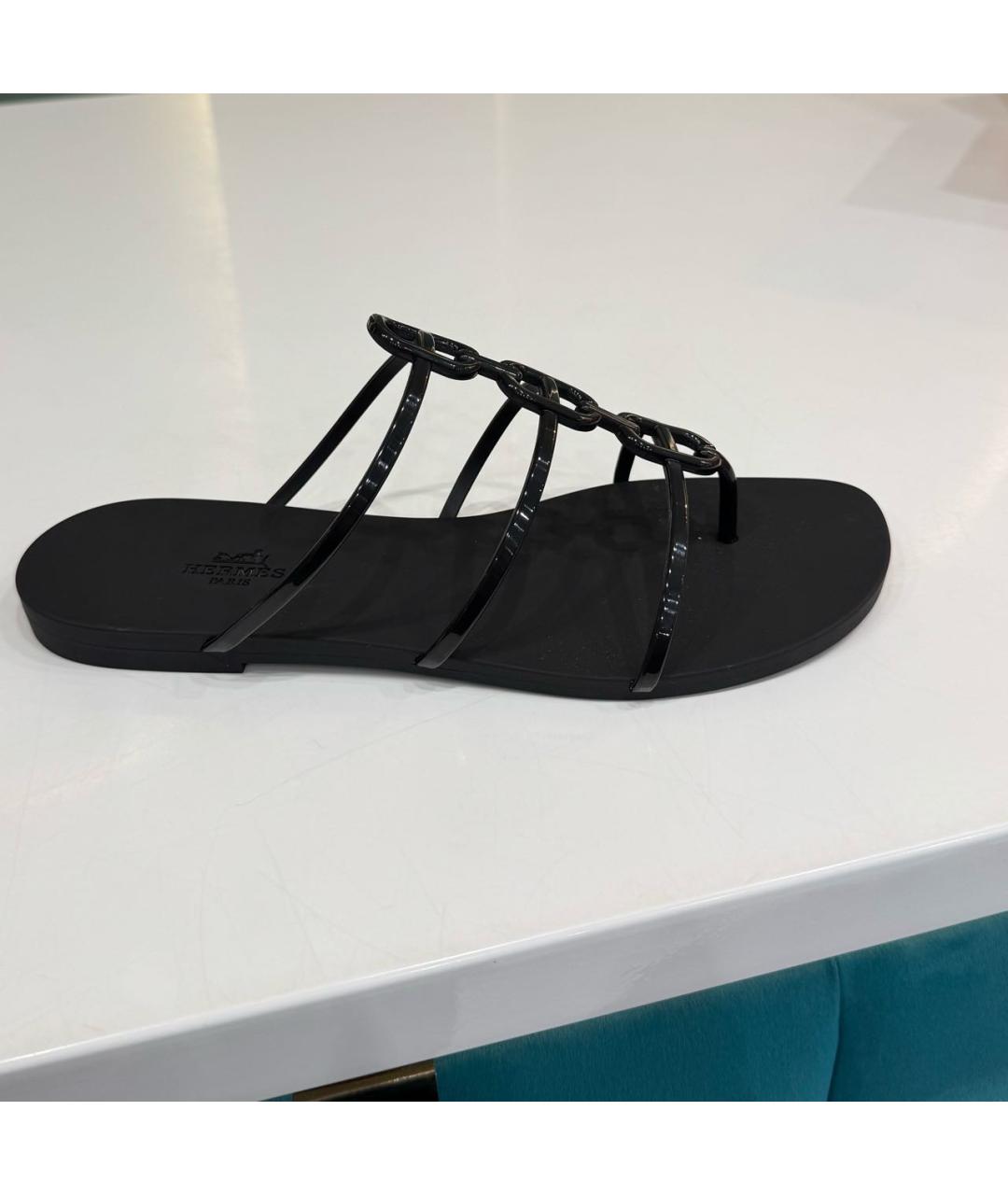 HERMES Черные шлепанцы, фото 5