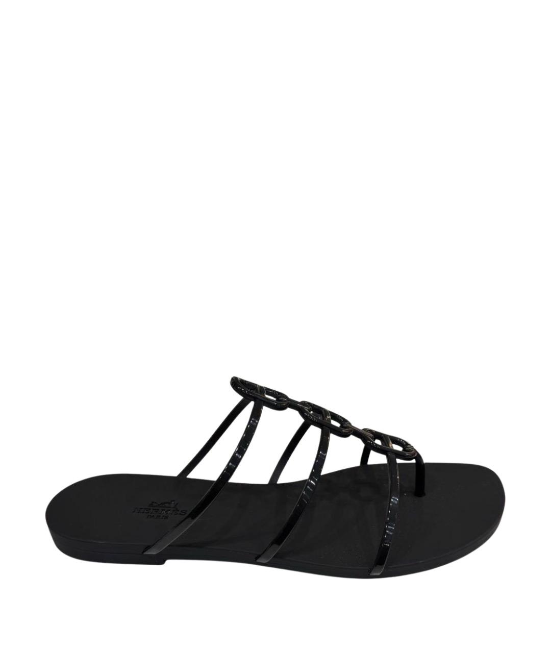 HERMES Черные шлепанцы, фото 1