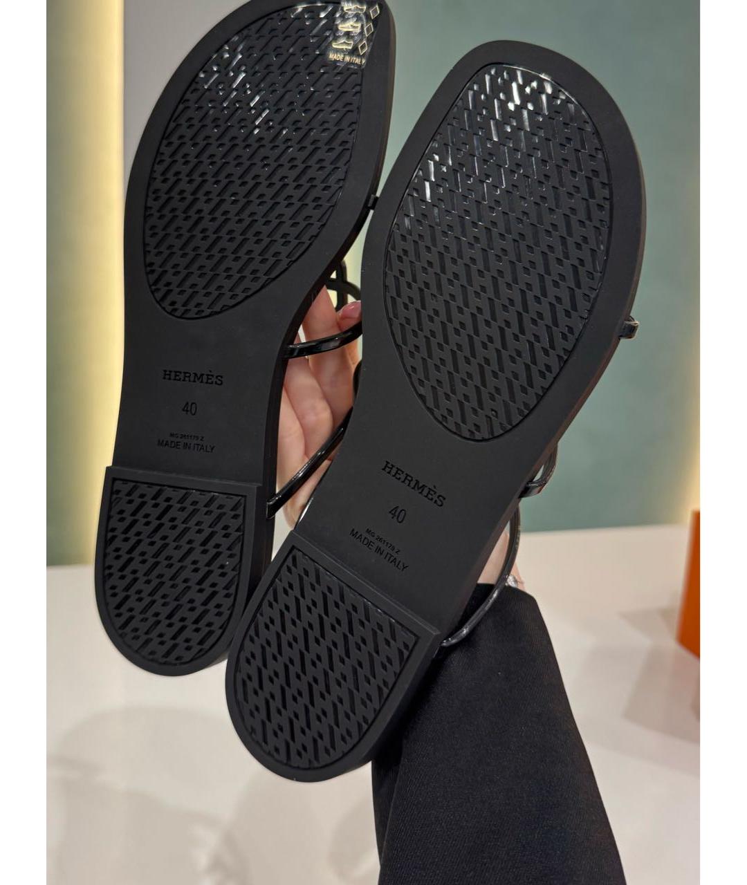 HERMES Черные шлепанцы, фото 3