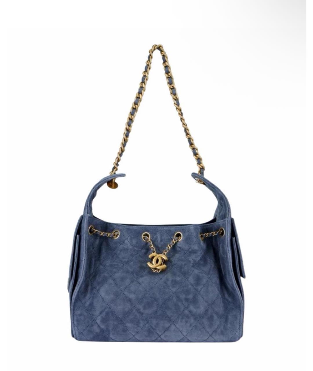 CHANEL Синяя замшевая сумка через плечо, фото 9