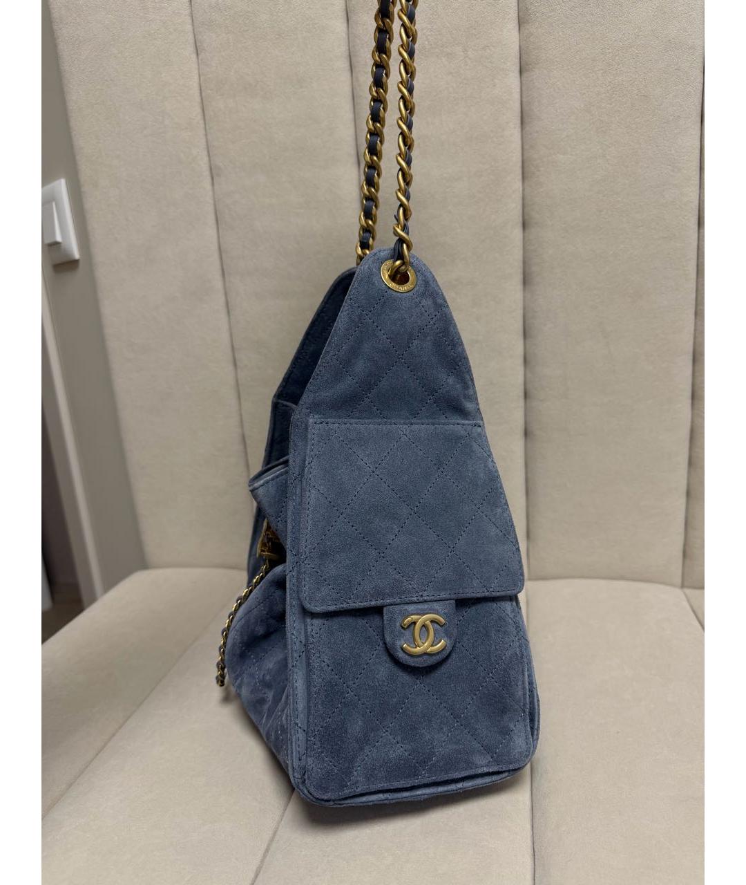 CHANEL Синяя замшевая сумка через плечо, фото 3
