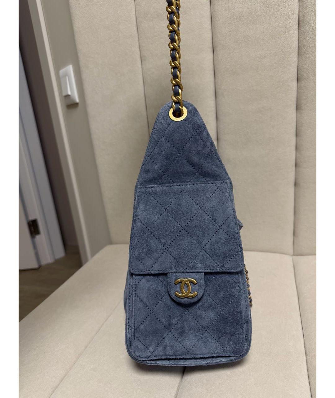 CHANEL Синяя замшевая сумка через плечо, фото 4