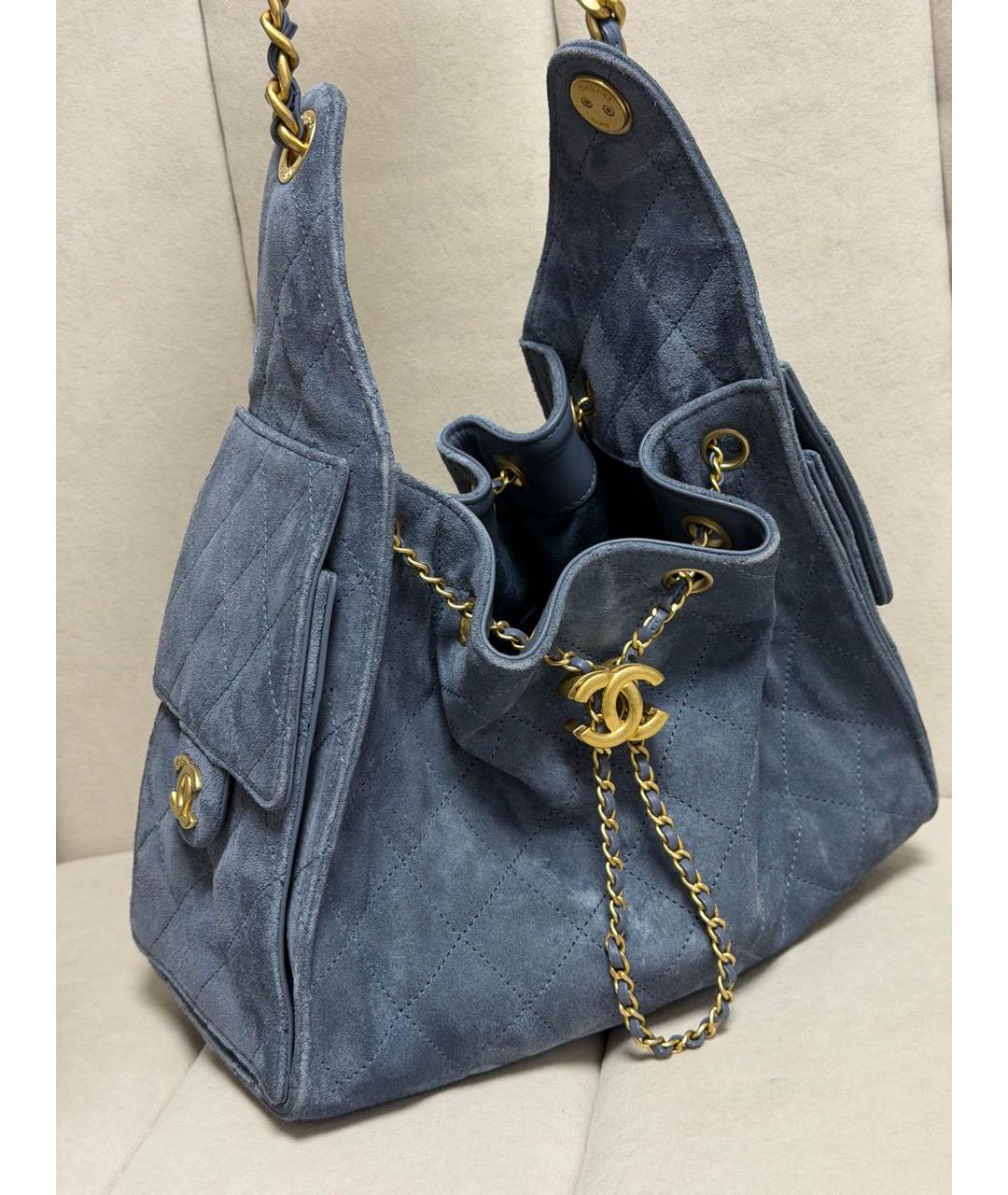 CHANEL Синяя замшевая сумка через плечо, фото 2