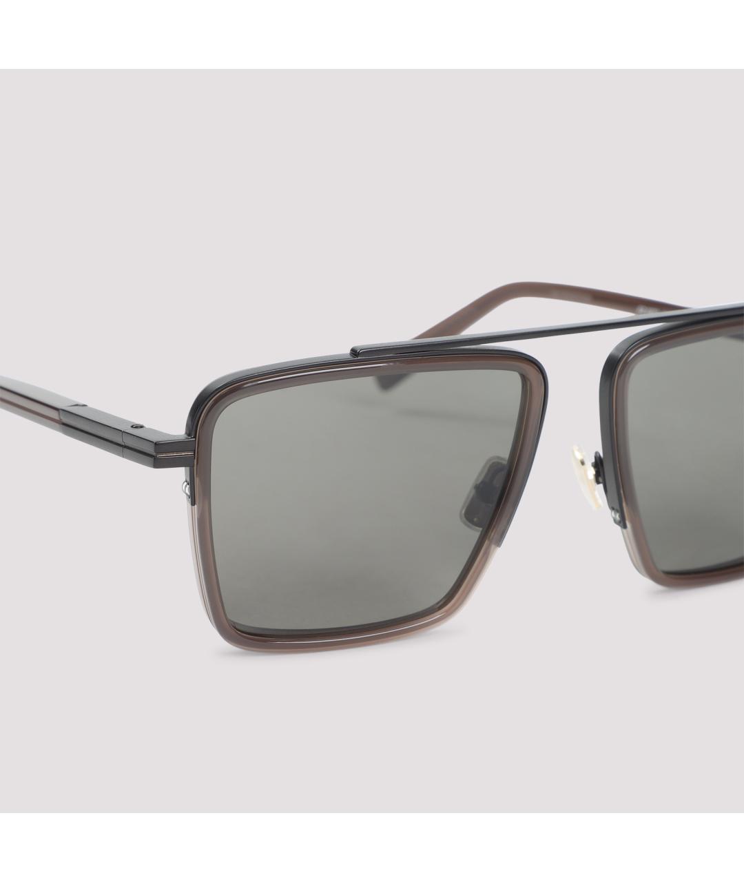 ZEGNA Коричневые металлические солнцезащитные очки, фото 3