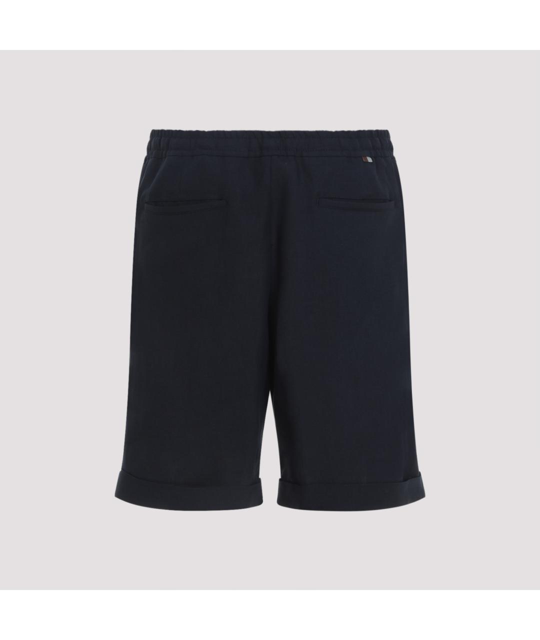 CANALI Темно-синие льняные шорты, фото 2