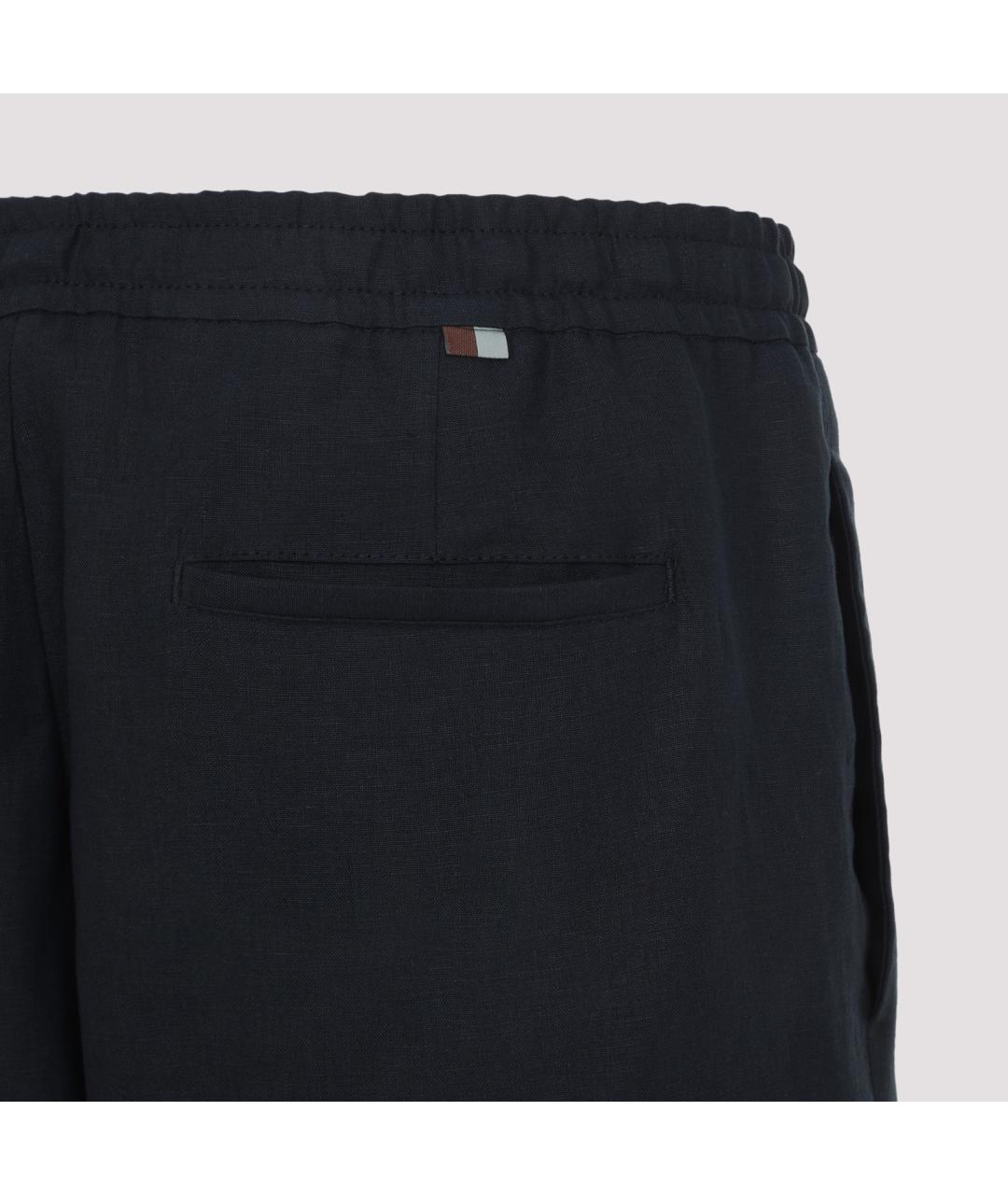 CANALI Темно-синие льняные шорты, фото 3