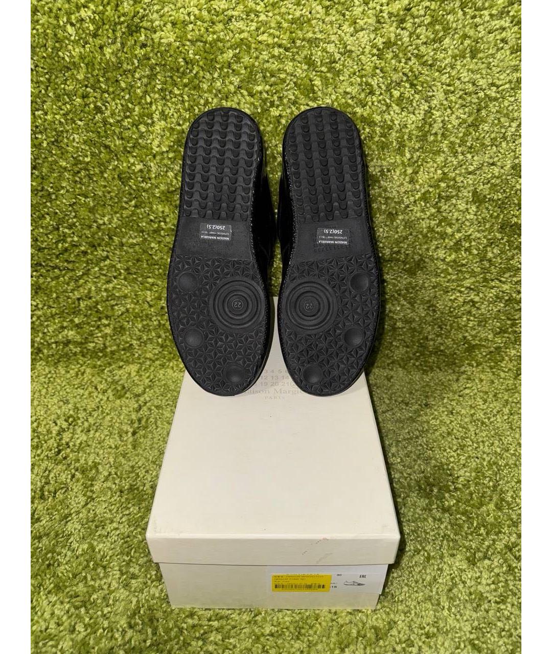 MAISON MARGIELA Черные низкие кроссовки / кеды из лакированной кожи, фото 5