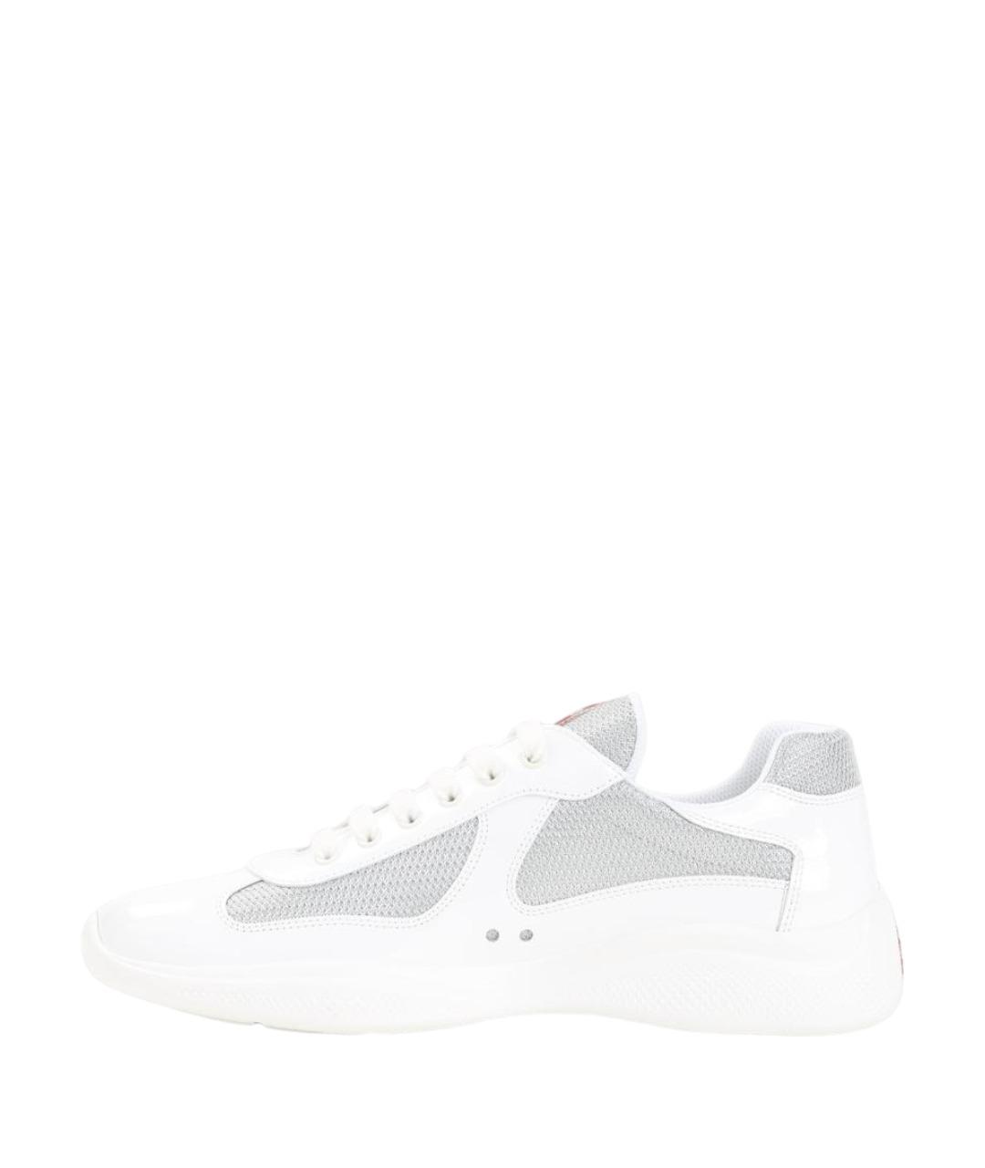 PRADA Белые кожаные низкие кроссовки / кеды, фото 2