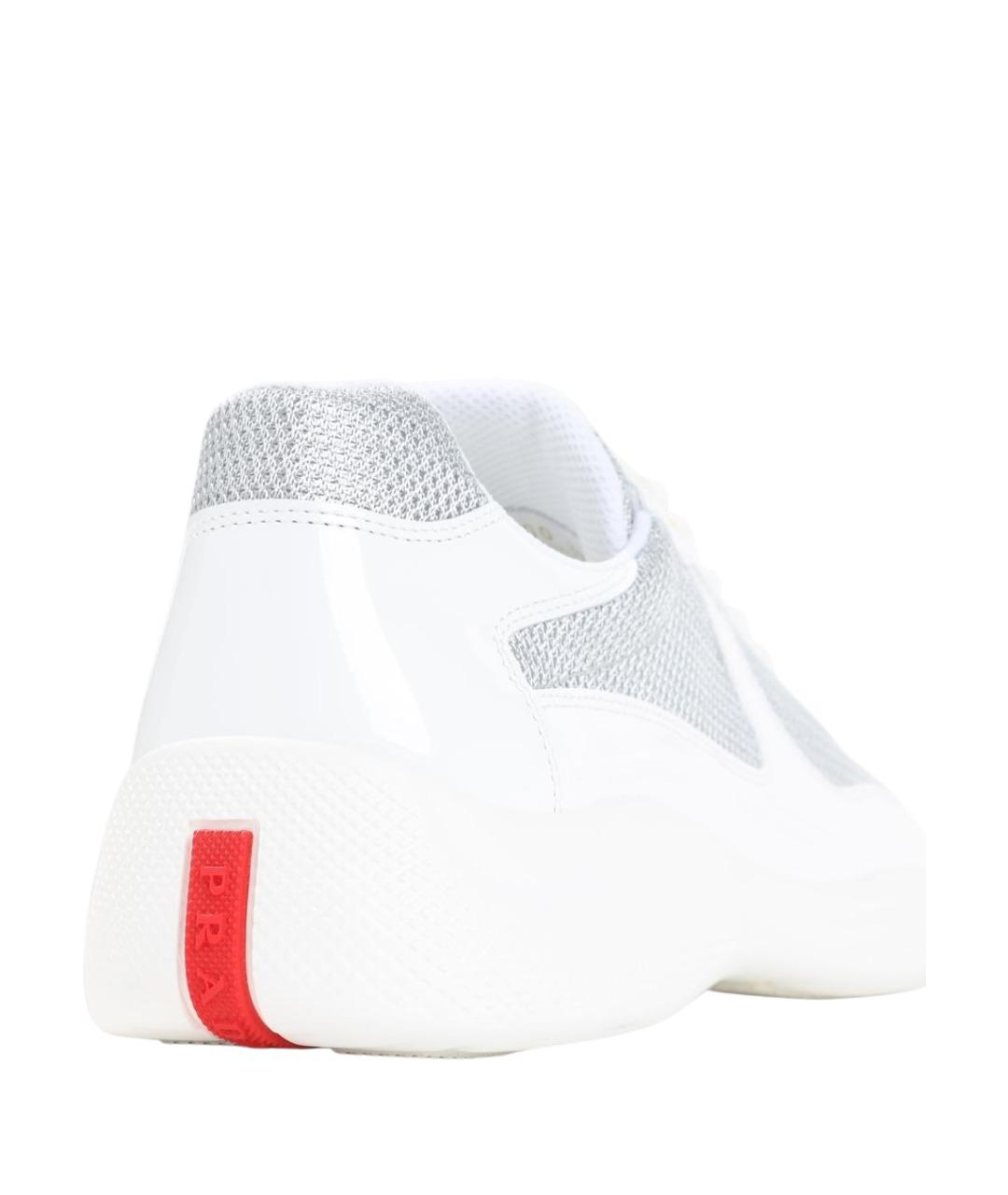 PRADA Белые кожаные низкие кроссовки / кеды, фото 5