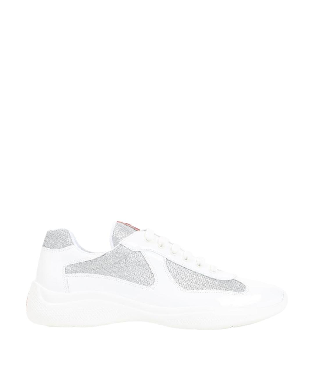 PRADA Белые кожаные низкие кроссовки / кеды, фото 1