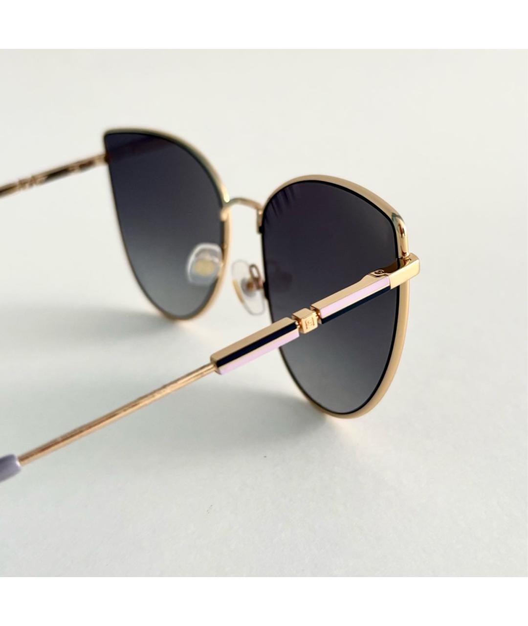 CAROLINA HERRERA Золотые металлические солнцезащитные очки, фото 7