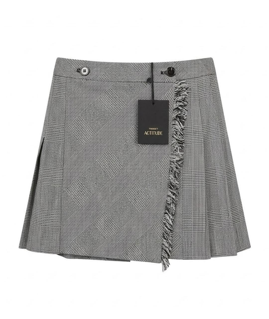 TWIN-SET Серая полиэстеровая юбка мини, фото 1