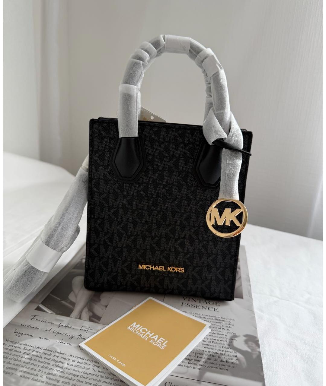 MICHAEL KORS Черная кожаная сумка с короткими ручками, фото 2