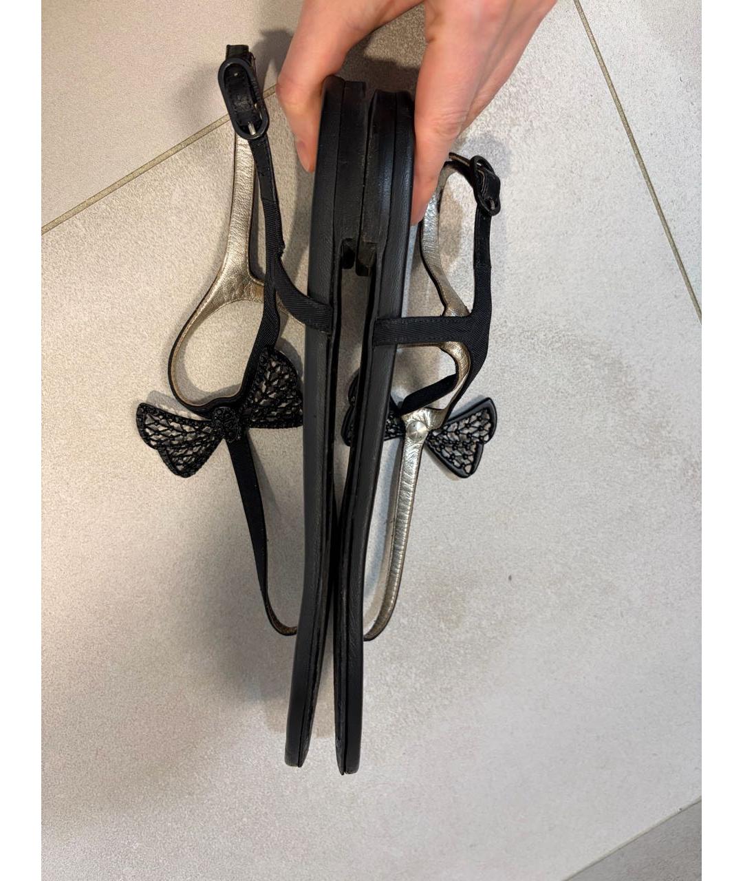 CHANEL Черные кожаные сандалии, фото 8