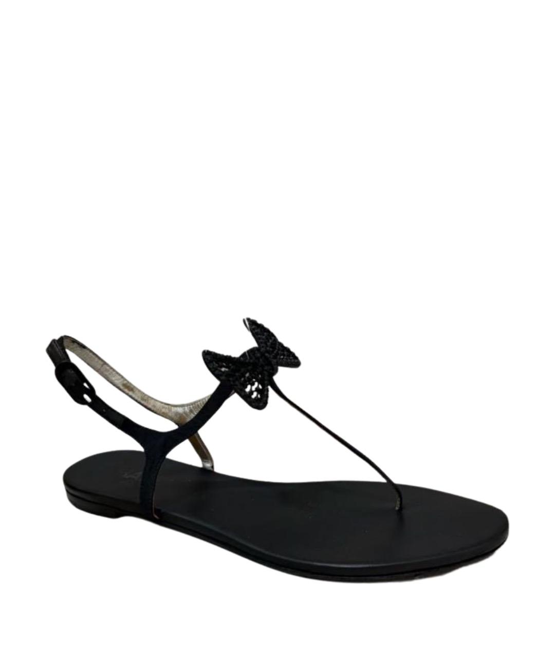 CHANEL Черные кожаные сандалии, фото 1