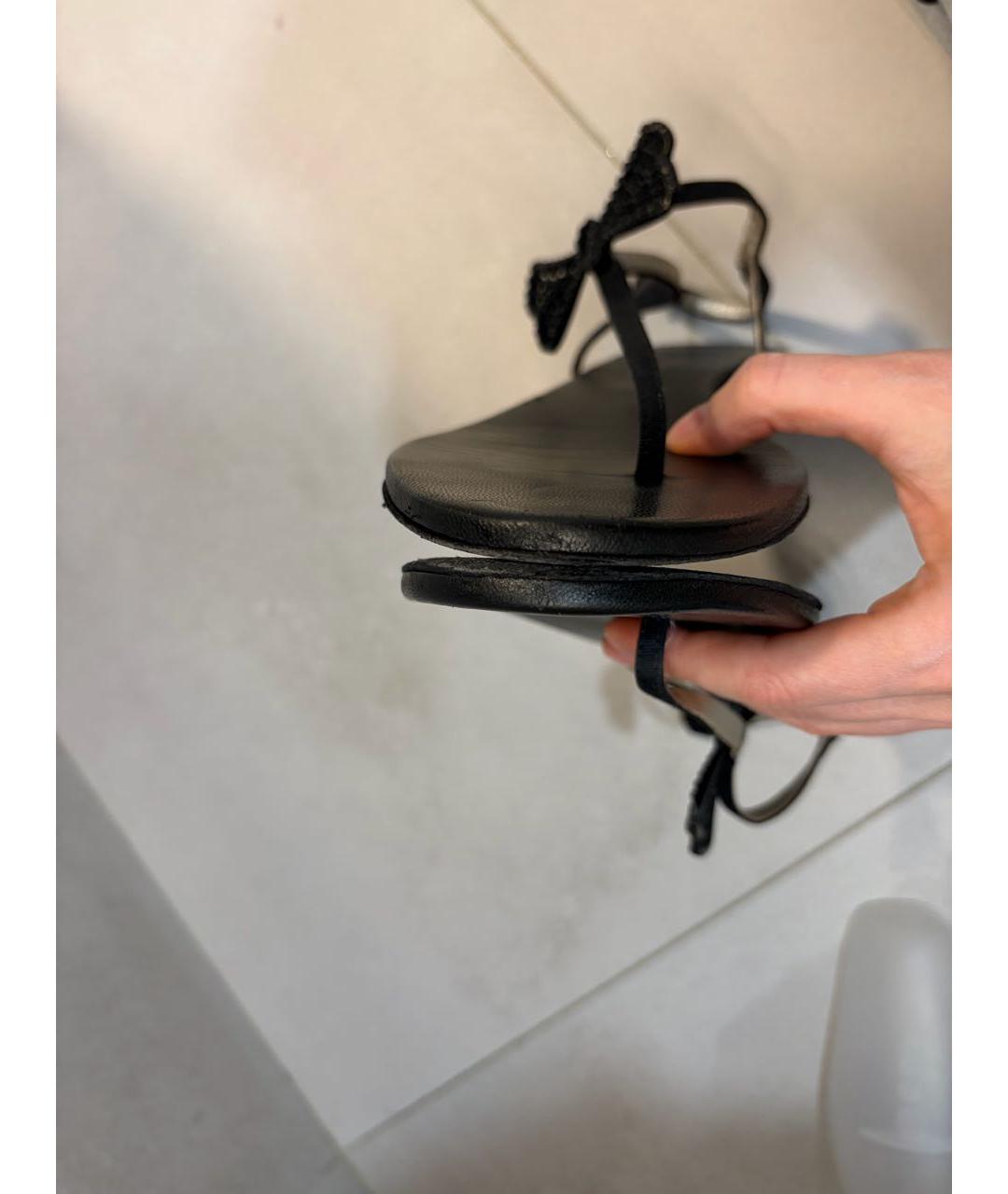CHANEL Черные кожаные сандалии, фото 6