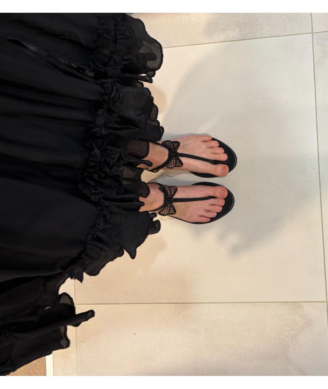 CHANEL Черные кожаные сандалии, фото 2