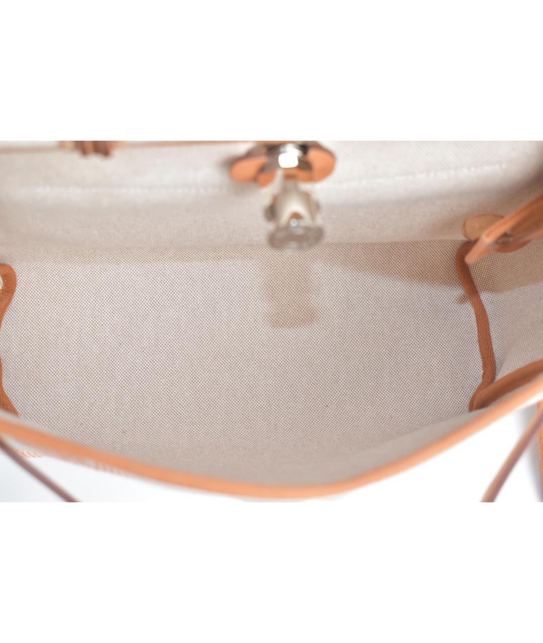 HERMES Бежевая тканевая сумка через плечо, фото 3