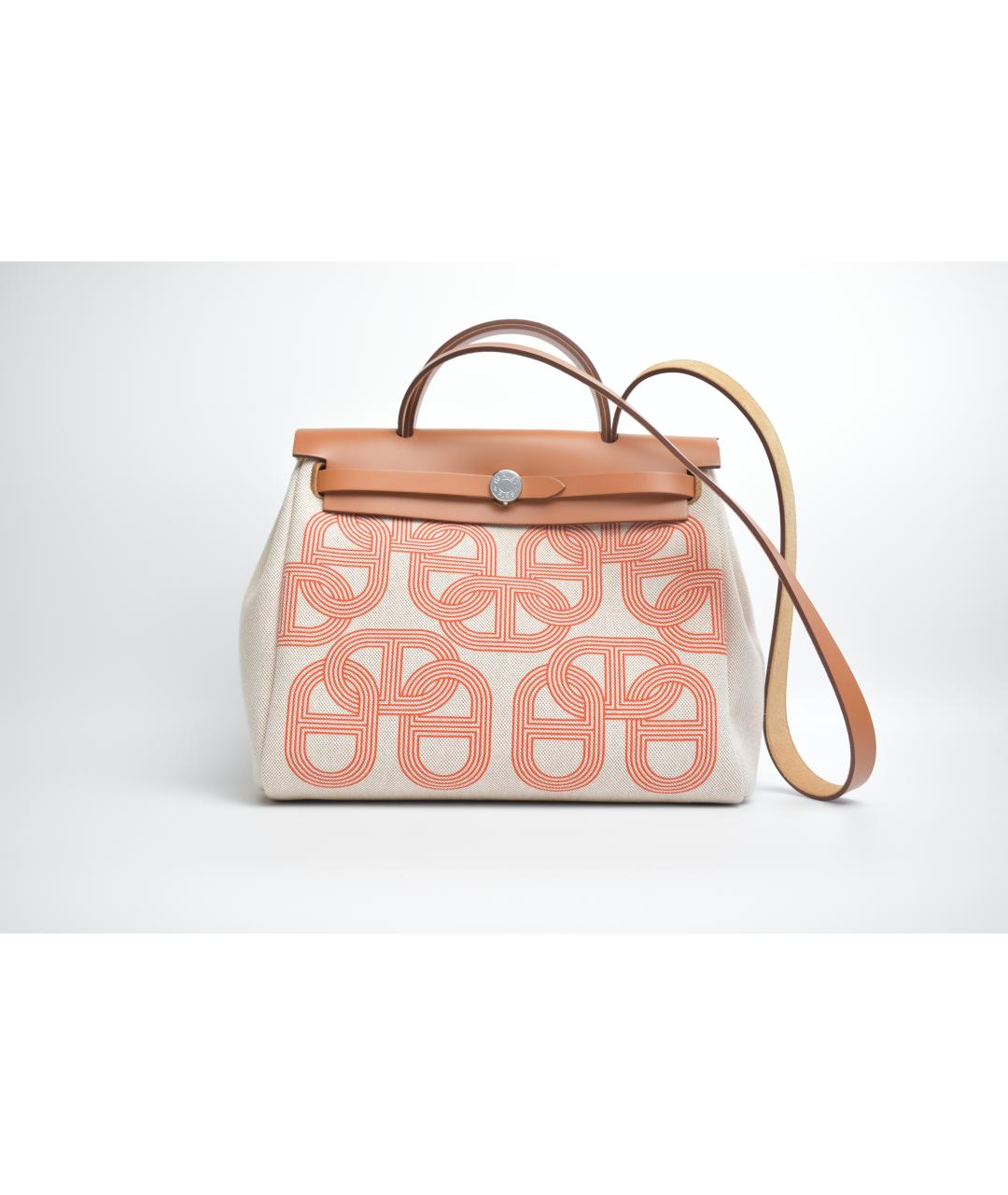 HERMES Бежевая тканевая сумка через плечо, фото 8