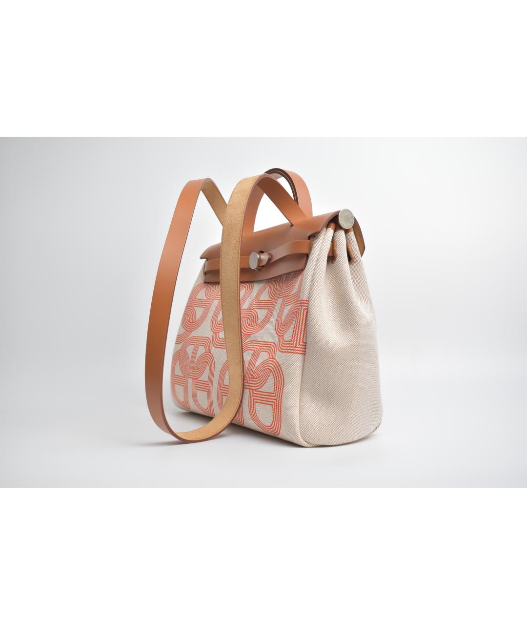 HERMES Бежевая тканевая сумка через плечо, фото 2