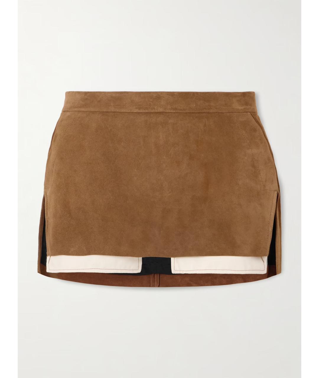 RICK OWENS Коричневая замшевая юбка мини, фото 6