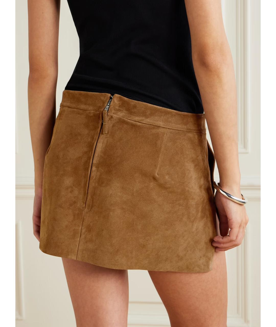 RICK OWENS Коричневая замшевая юбка мини, фото 4