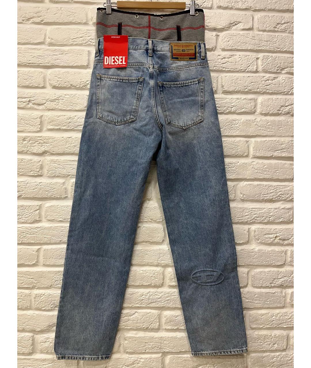 DIESEL Голубые хлопковые прямые джинсы, фото 2