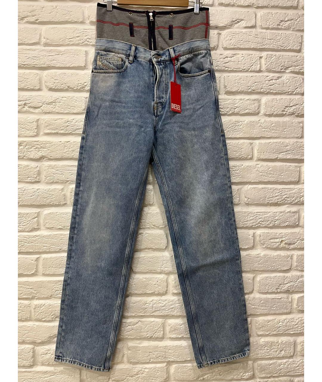 DIESEL Голубые хлопковые прямые джинсы, фото 5