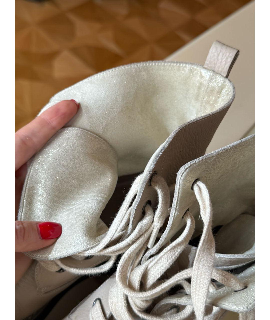 BRUNELLO CUCINELLI Бежевые кожаные ботинки, фото 6
