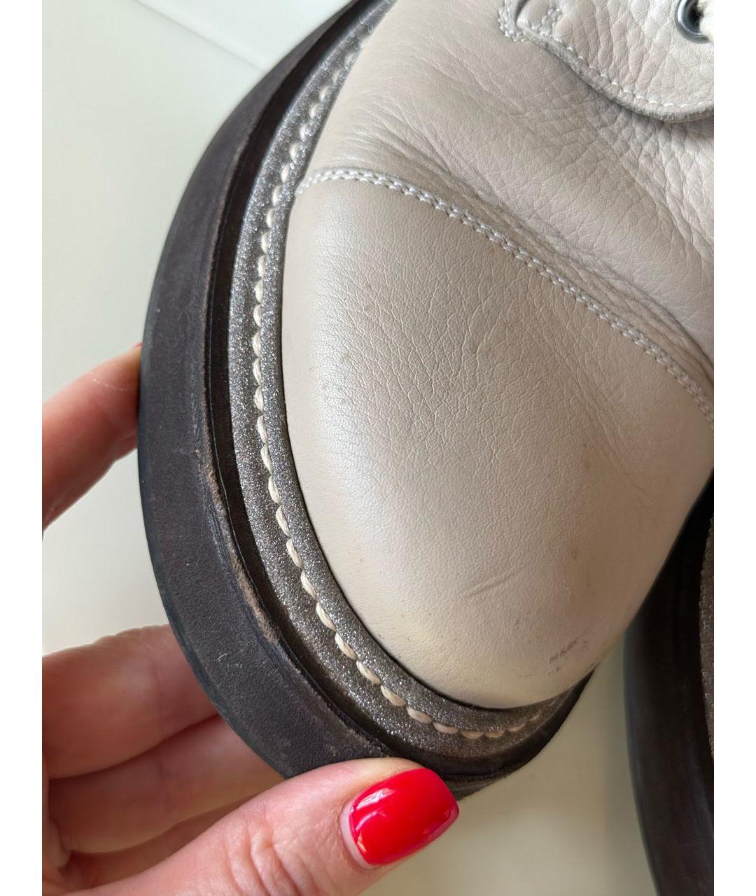 BRUNELLO CUCINELLI Бежевые кожаные ботинки, фото 7