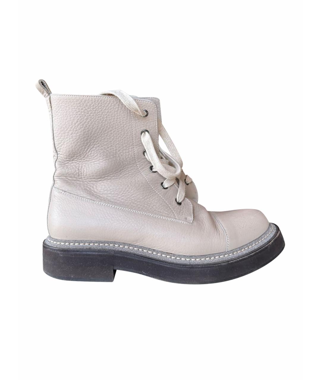 BRUNELLO CUCINELLI Бежевые кожаные ботинки, фото 1