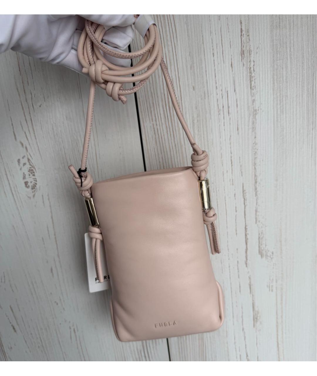 FURLA Коралловая кожаная сумка через плечо, фото 7