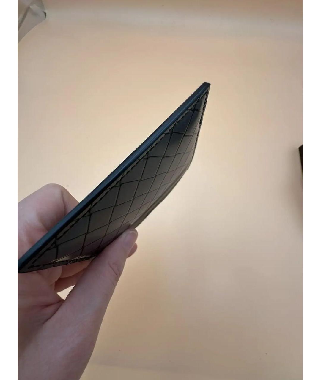 BOTTEGA VENETA Антрацитовый кожаный кардхолдер, фото 5