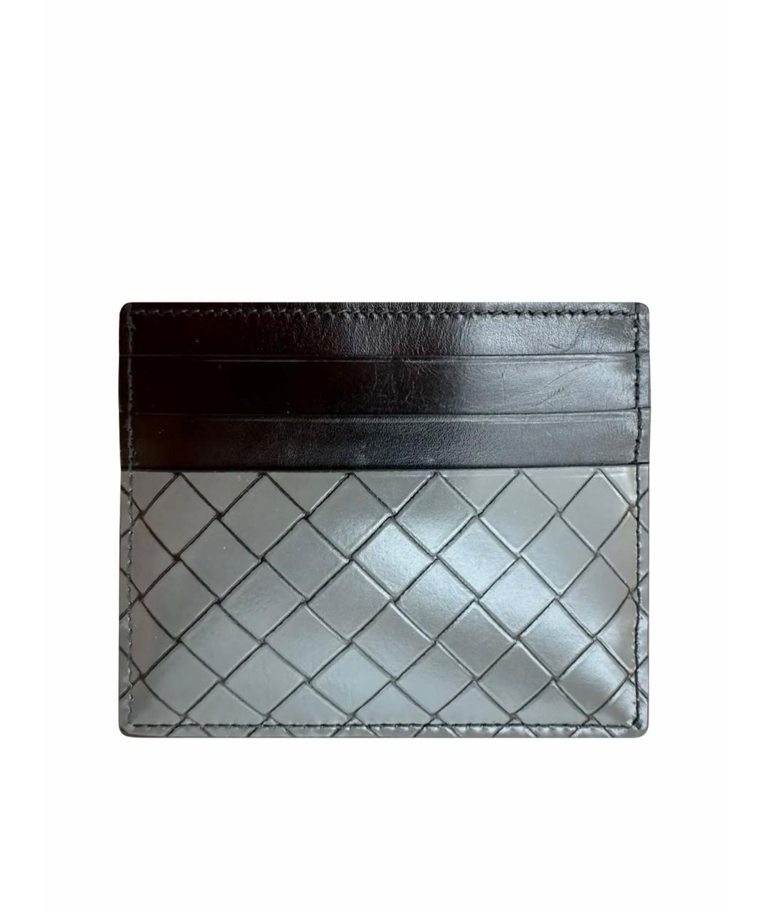 BOTTEGA VENETA Антрацитовый кожаный кардхолдер, фото 1