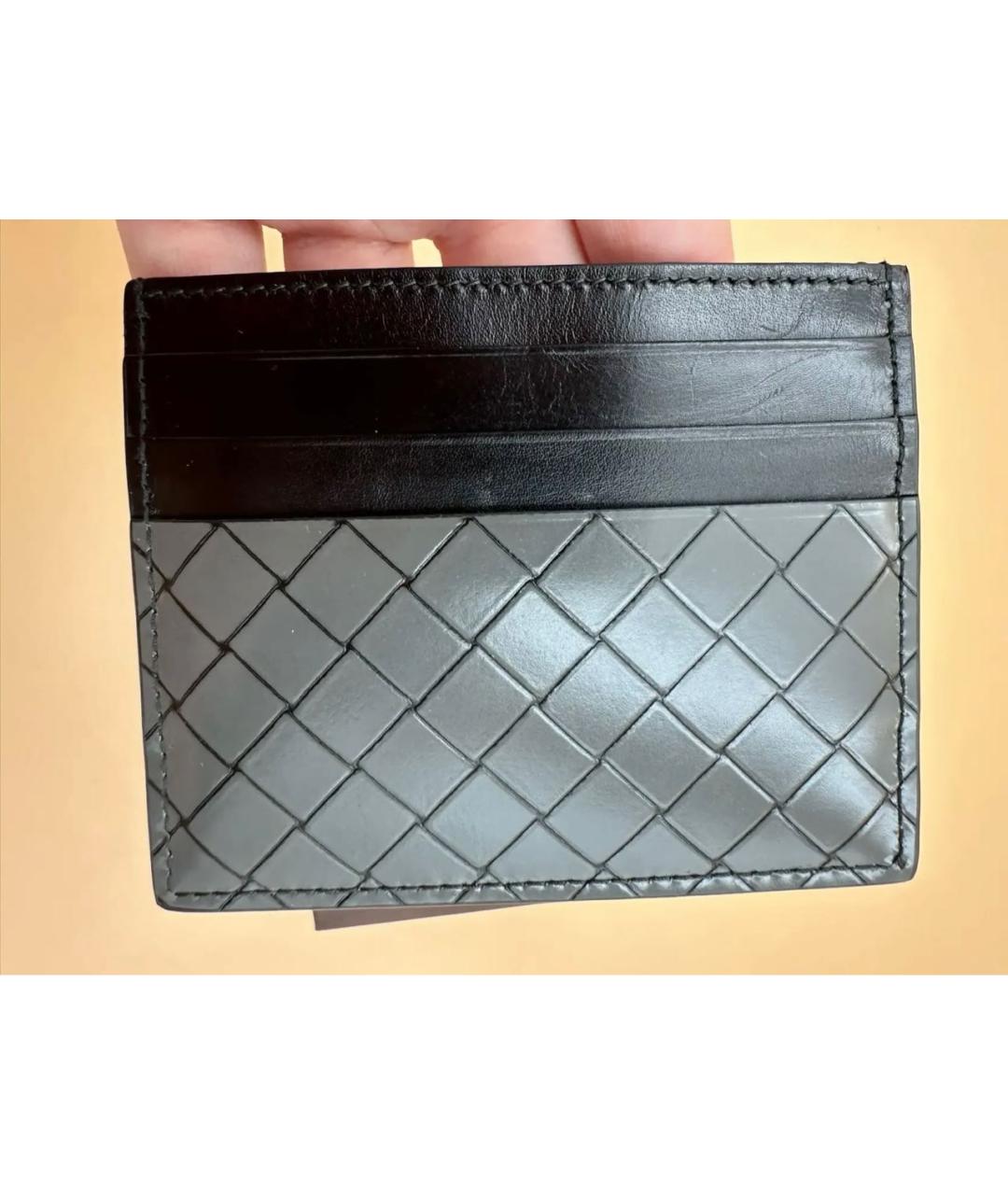 BOTTEGA VENETA Антрацитовый кожаный кардхолдер, фото 8