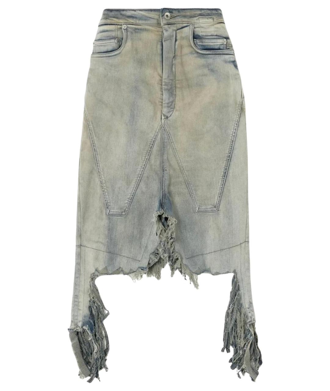 RICK OWENS Синяя хлопковая юбка миди, фото 1