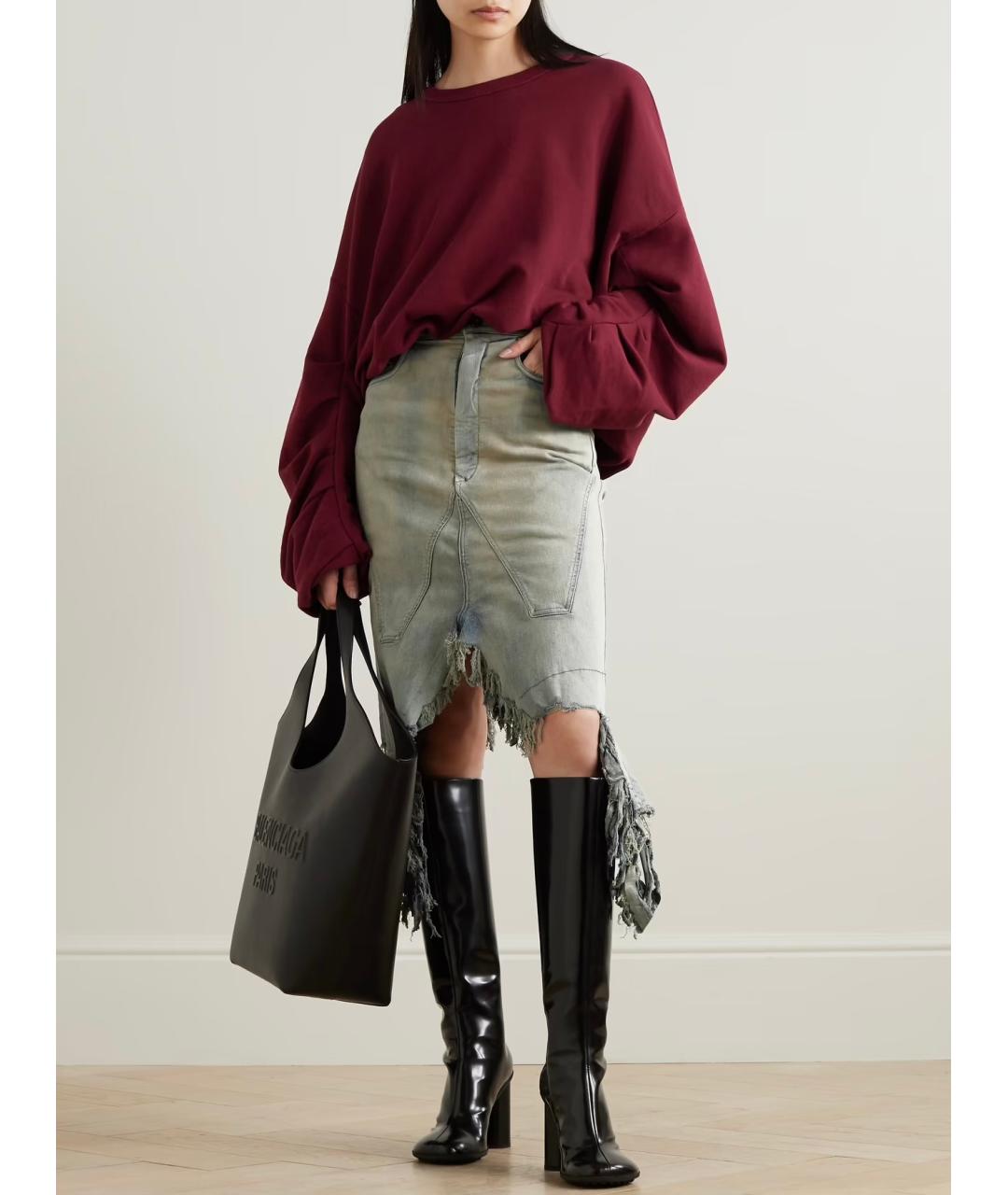 RICK OWENS Синяя хлопковая юбка миди, фото 2