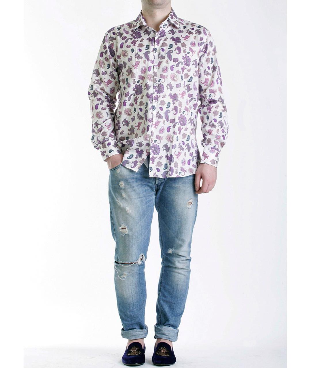 ETRO Фиолетовая хлопковая кэжуал рубашка, фото 4