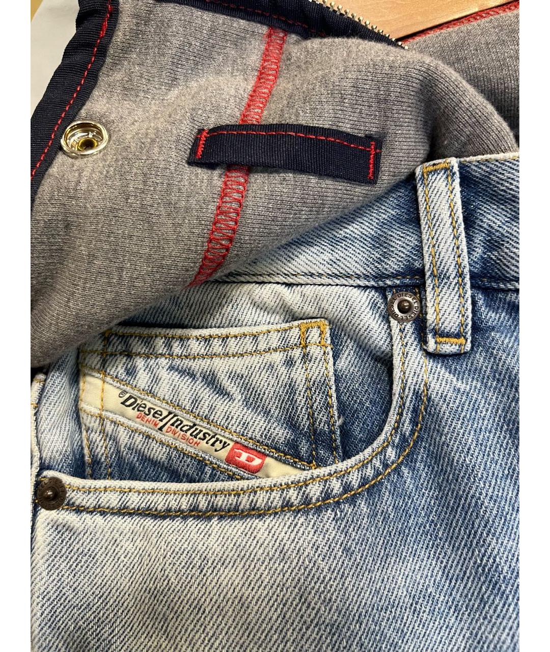 DIESEL Голубые хлопковые прямые джинсы, фото 4