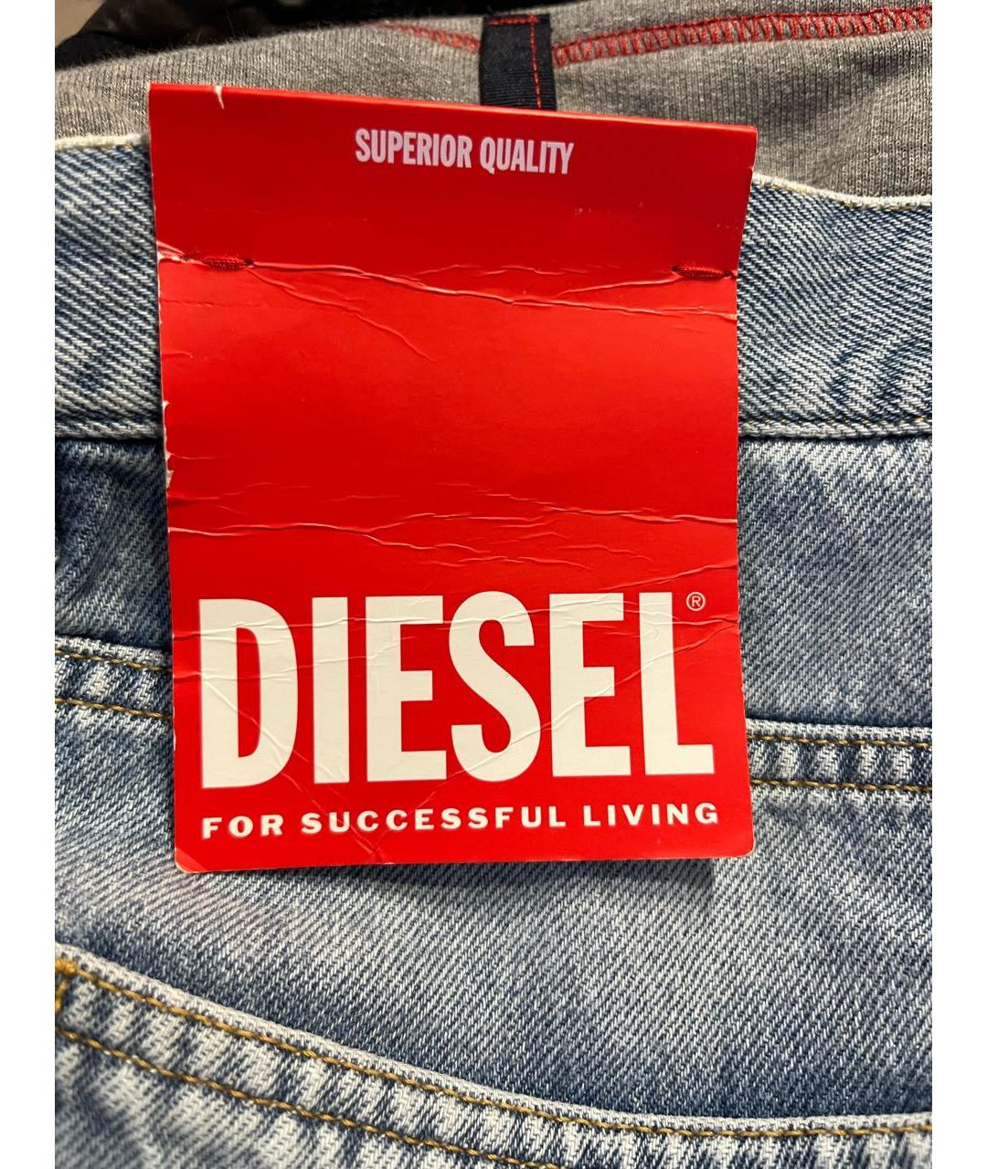 DIESEL Голубые хлопковые прямые джинсы, фото 6