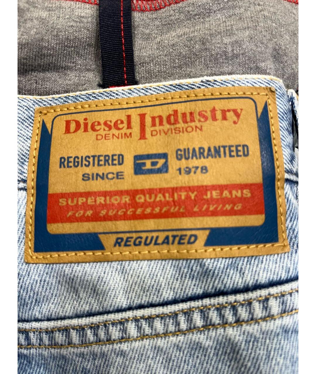 DIESEL Голубые хлопковые прямые джинсы, фото 8