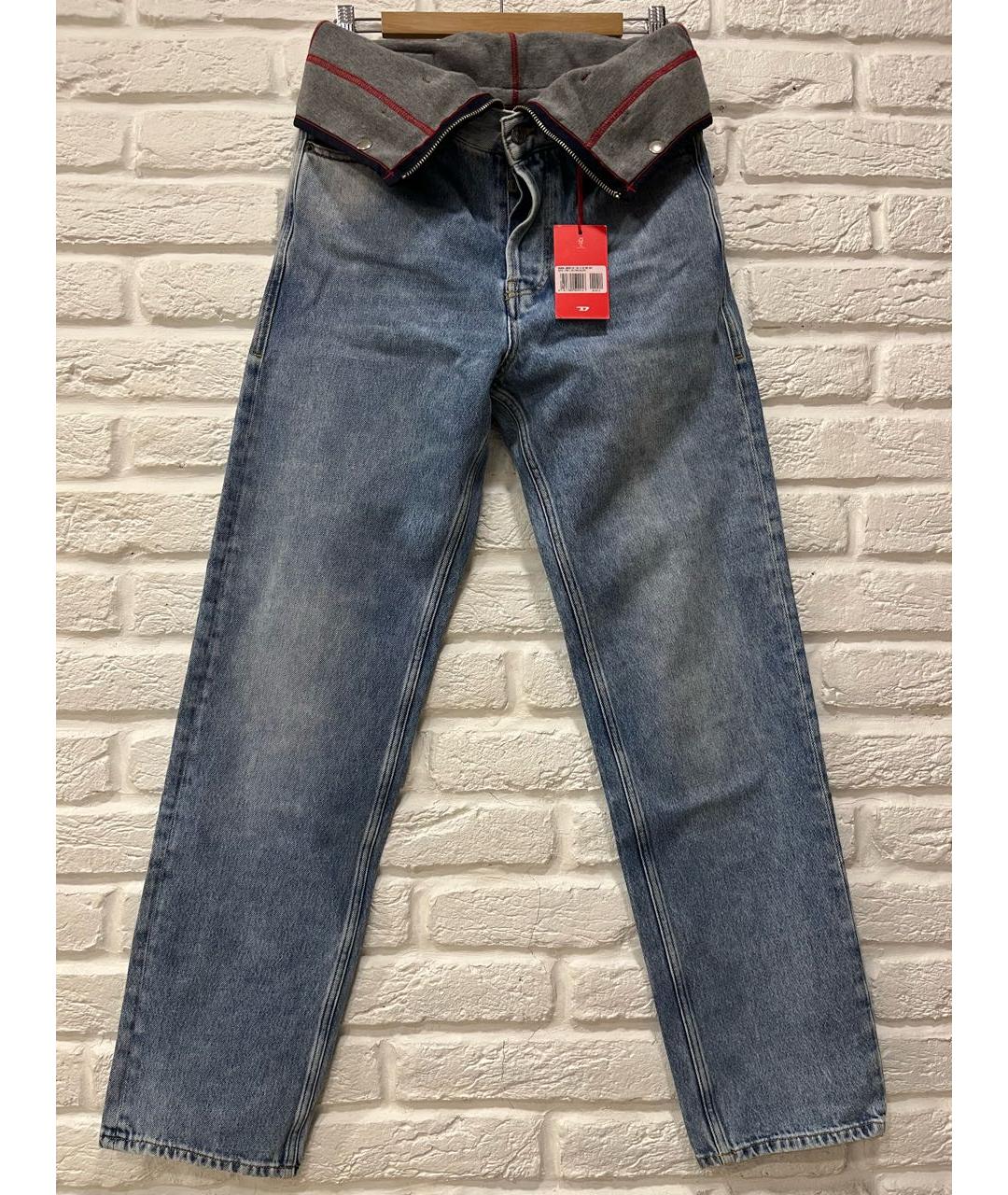 DIESEL Голубые хлопковые прямые джинсы, фото 7