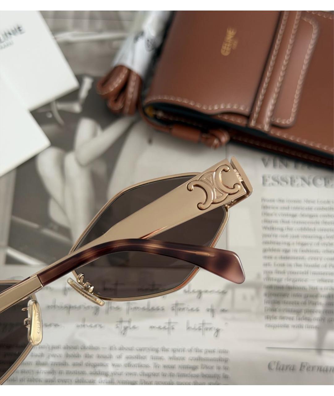 CELINE Золотые металлические солнцезащитные очки, фото 4