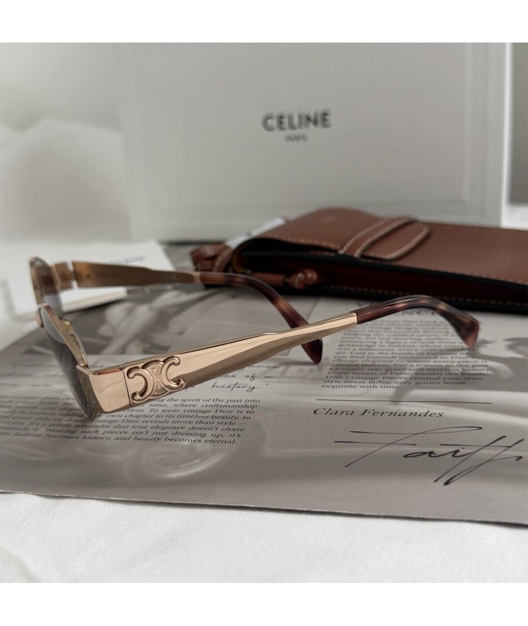 CELINE Золотые металлические солнцезащитные очки, фото 7