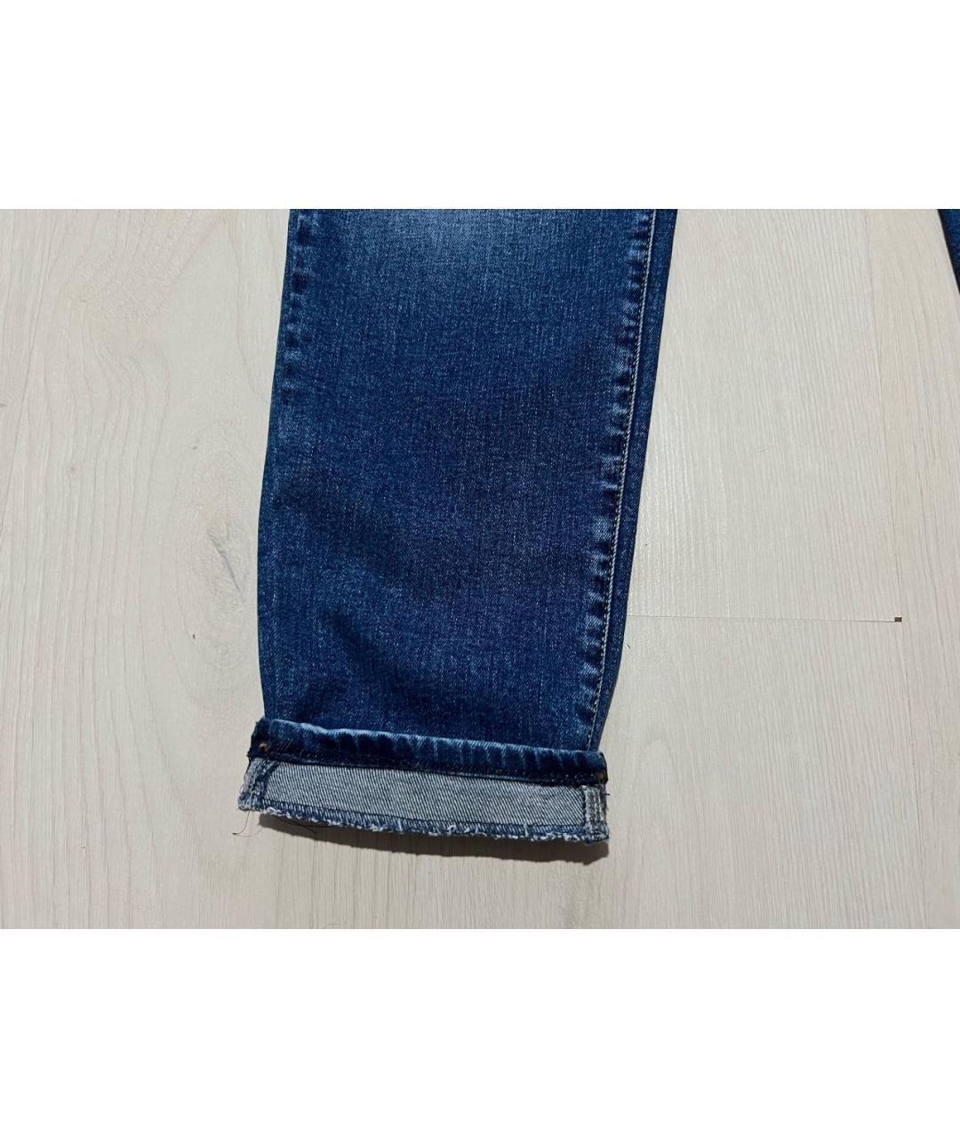 GIORGIO ARMANI Синие хлопко-эластановые джинсы слим, фото 7