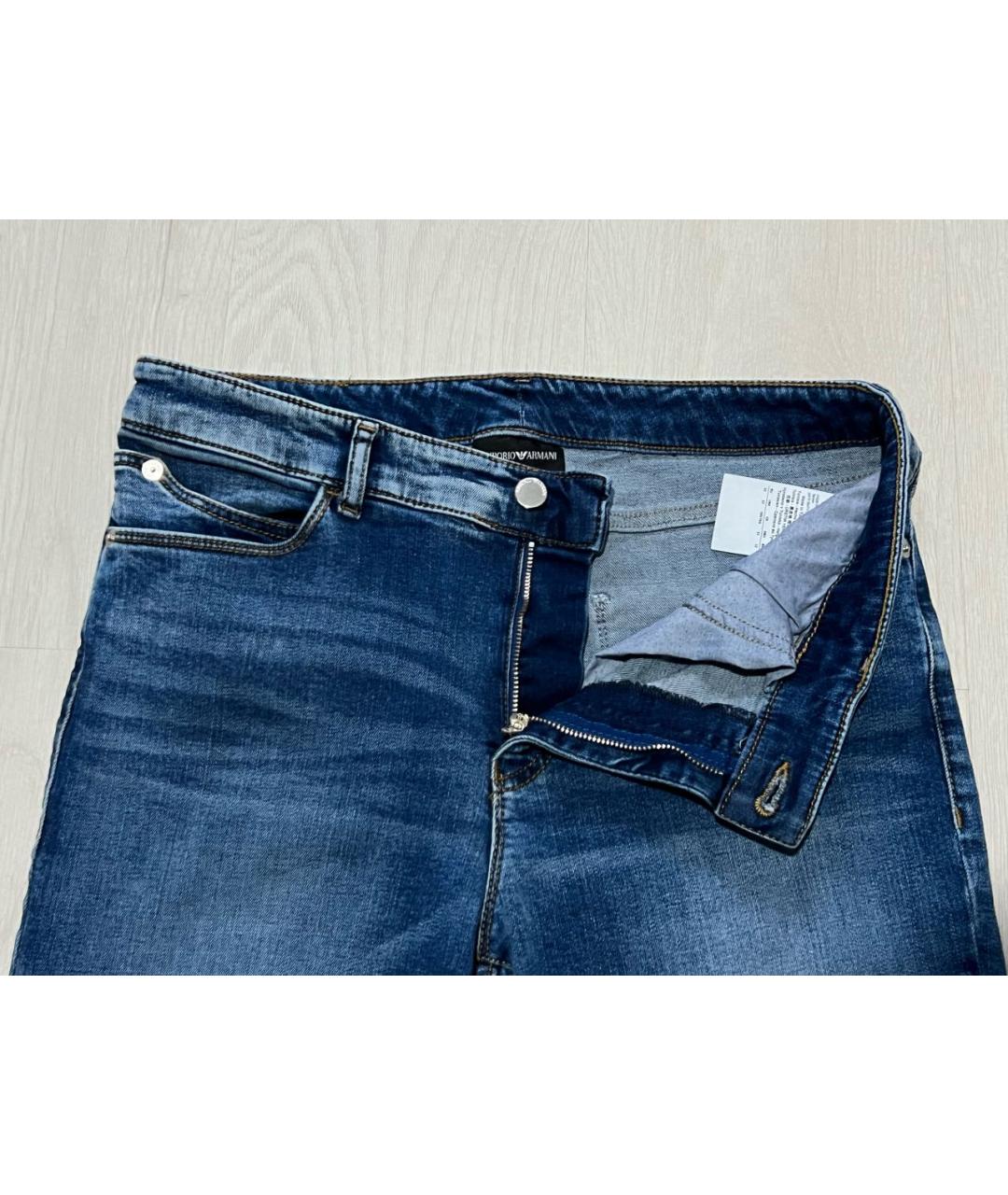 GIORGIO ARMANI Синие хлопко-эластановые джинсы слим, фото 5