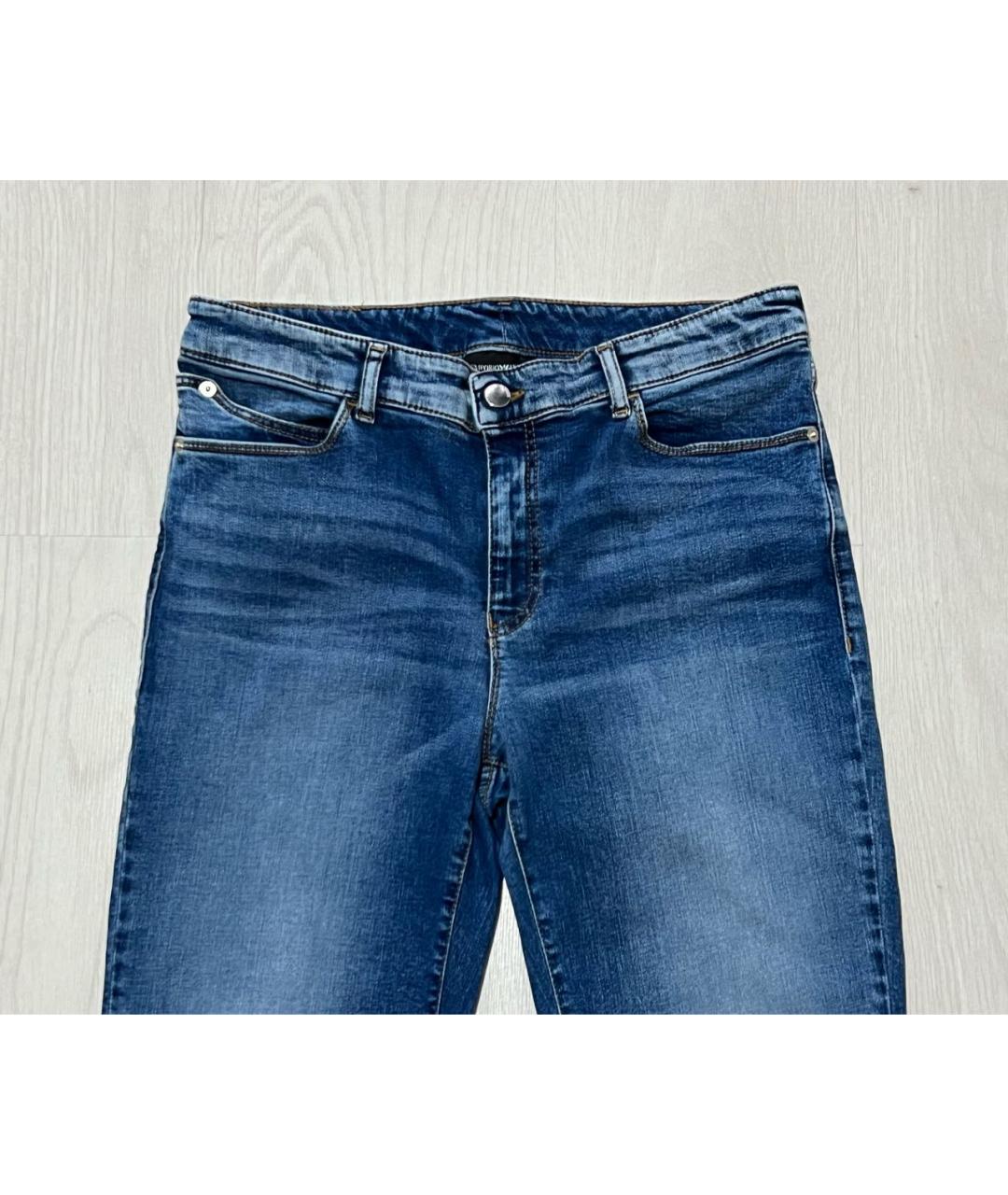 GIORGIO ARMANI Синие хлопко-эластановые джинсы слим, фото 3