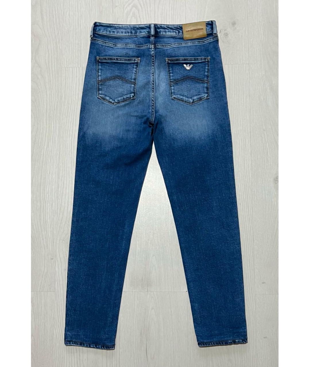 GIORGIO ARMANI Синие хлопко-эластановые джинсы слим, фото 8