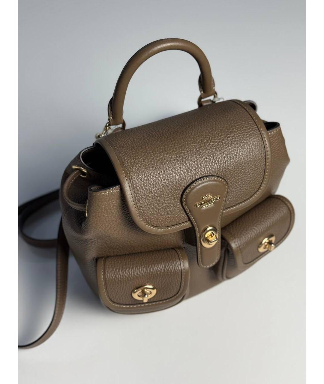 COACH Коричневый кожаный рюкзак, фото 6