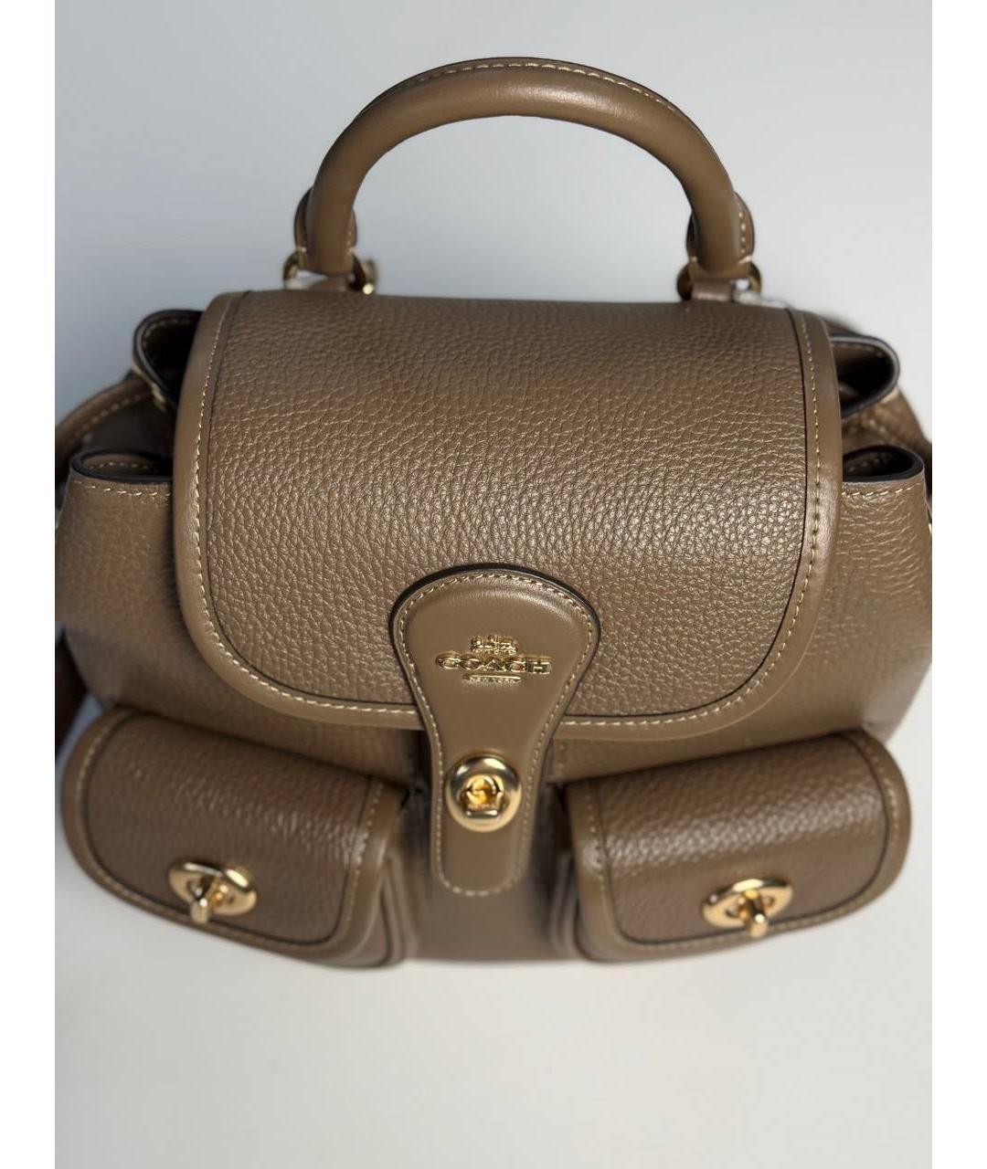 COACH Коричневый кожаный рюкзак, фото 7